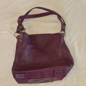 The Sak purple leather bucket hobo bag purse